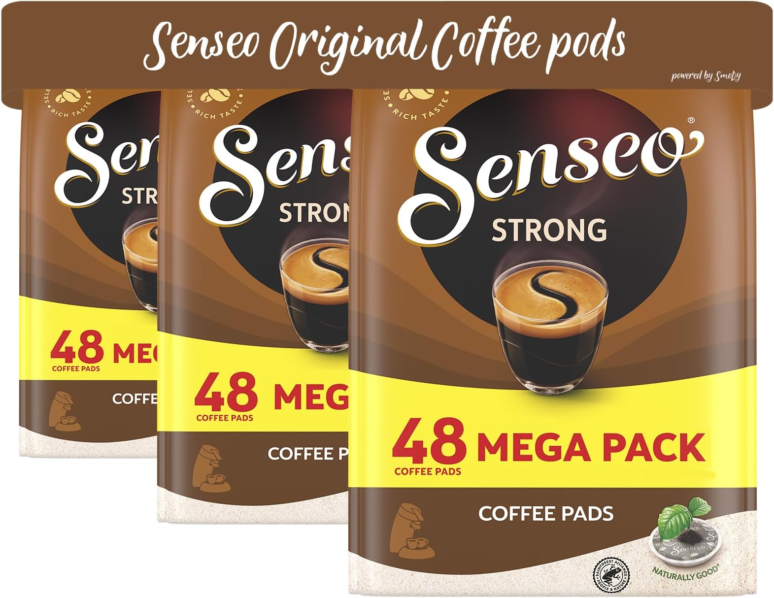 Senseo Strong Dark Roast Coffee Pods – 144 Count (3 Packs) – Bold & Intense Flavor with Rich Crema – Single-Serve Coffee Pads Compatible with Senseo & PeleCom Machines