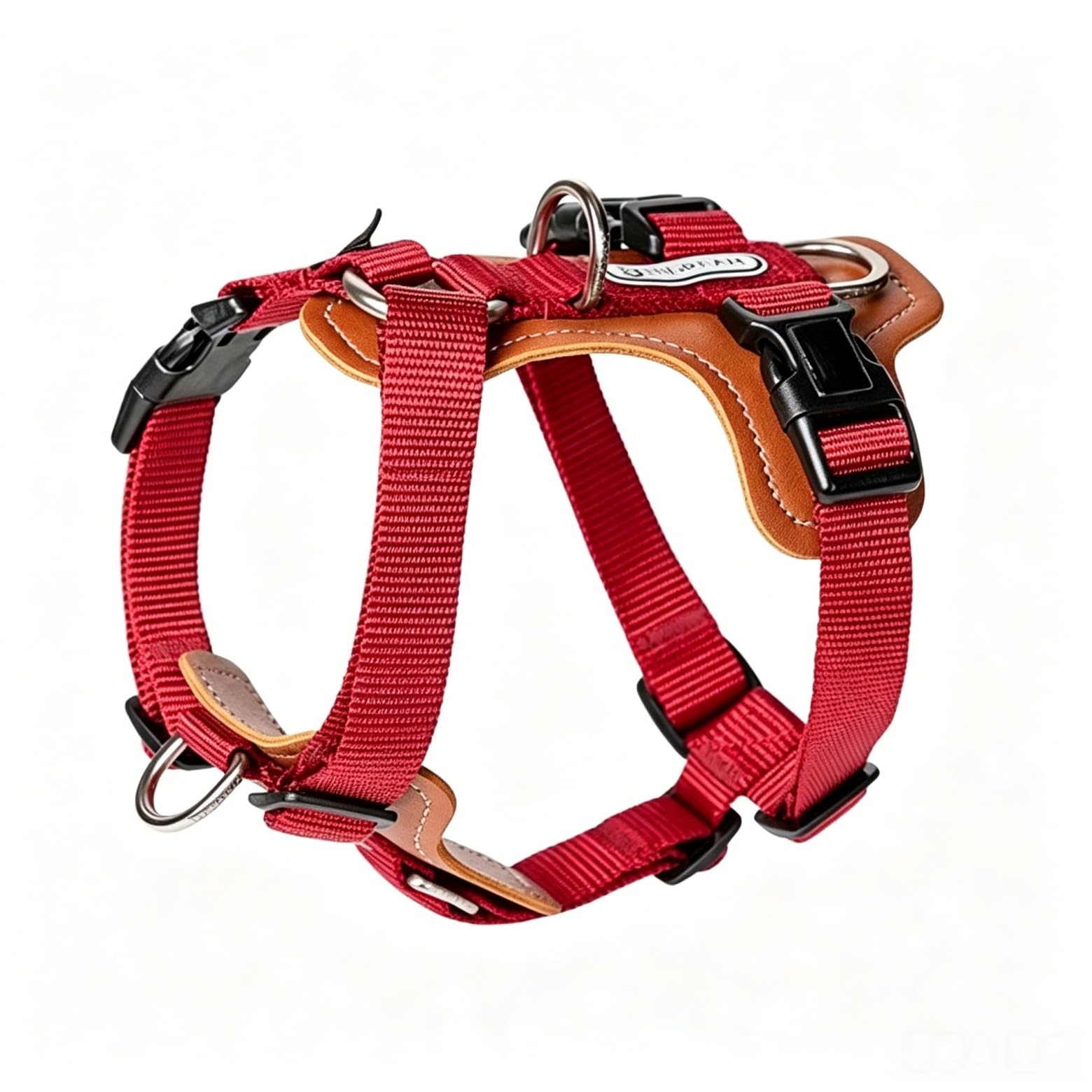 Arnés ajustable para perros en forma de H – Chaleco antitracción con 2 anillos de lino, acolchado transpirable, resistente al desgaste para entrenamiento y paseos, rojo, L