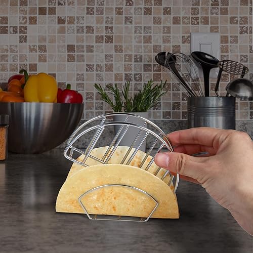 Miniatura 5 de Yaoxianwu Soporte de molde para tacos de acero inoxidable para hornear freidora o freír al aire para hacer tacos crujientes y de fondo plano para