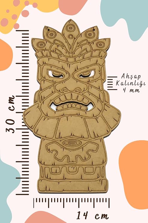 art inside Totem Ethnic Large Size Wood Painting Canvas Set Gift Hobby Kit Large Size 30 Cm