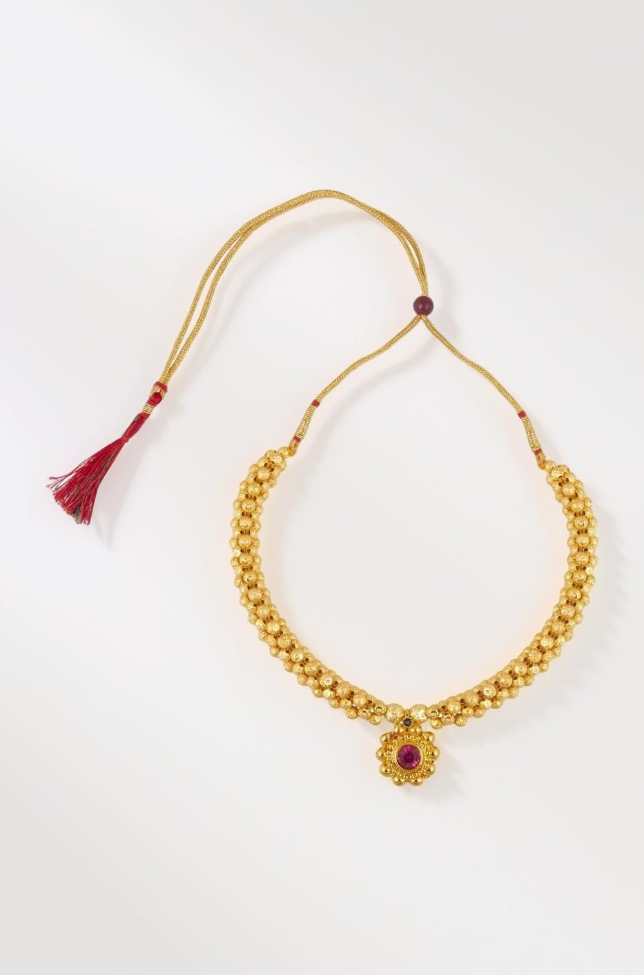 Traditional Wedding Maharashtrian Kolhapuri Thushi Saaj Mangalsutra Pendant Locket Necklace Set Jewellery
