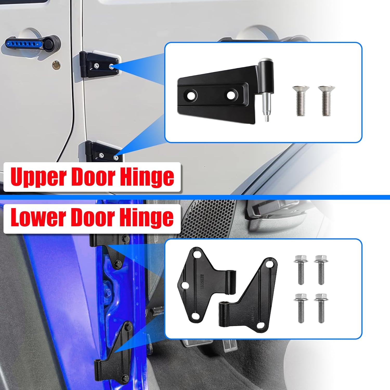 16PCS Body Door Hinge Sets Compatible with 2007-2018 Wrangl-er JK JKU Unlimited Inside & Outside Door Hinges