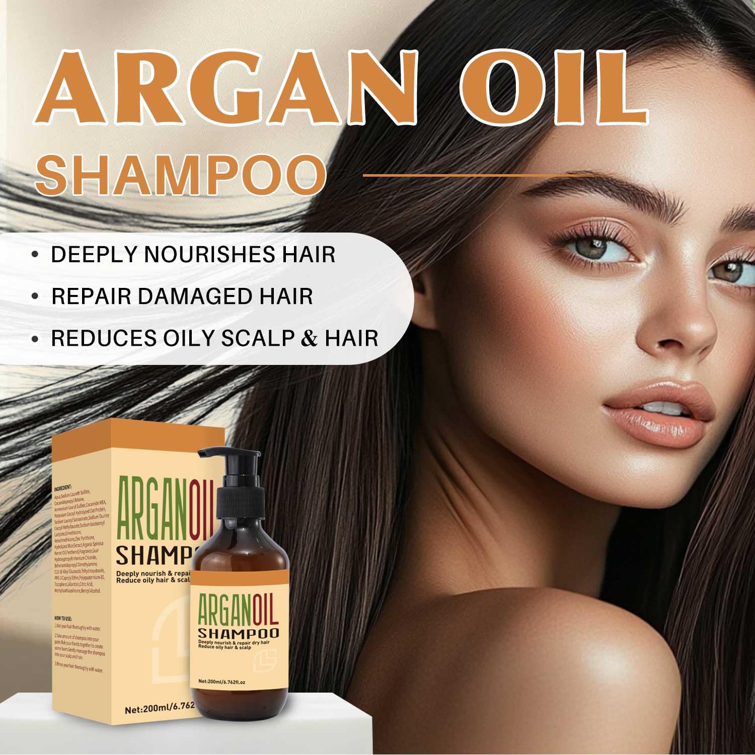 Argan Oil Shampoo, 200ml, Deep Nourishing Hair Care for Dry Hair and Oily Scalp, 200 ml (Pack of 1) - Image 4
