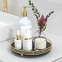 Vista 32 de Bandeja de baño de madera de roble de 12 pulgadas para mostrador, bandeja de tocador para perfume, loción, velas, maquillaje, joyería, fregadero