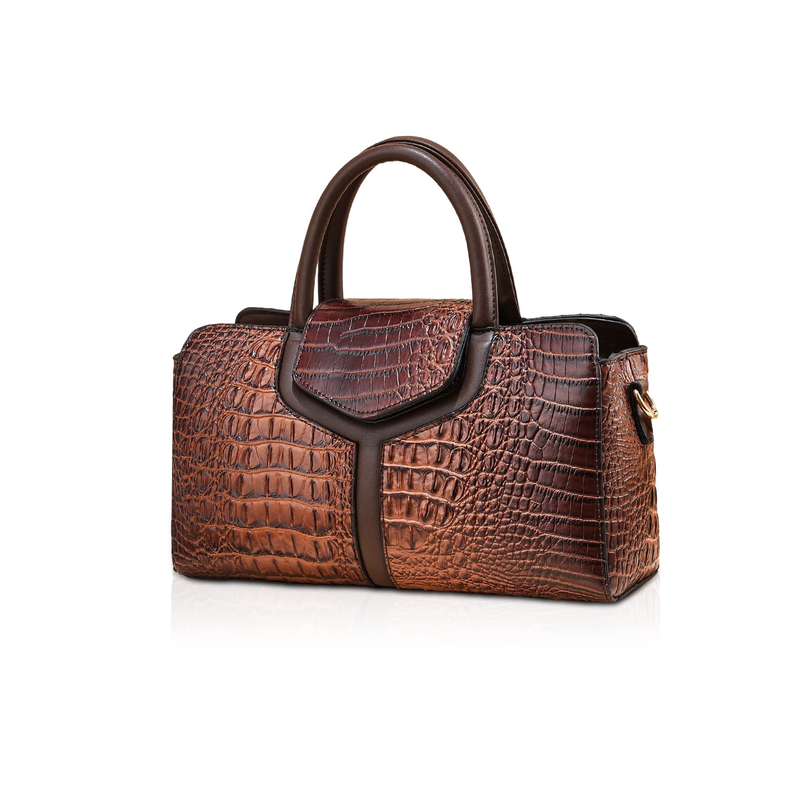 NICOLE & DORIS Handtasche Damen Krokodil Henkeltasche Elegant Schultertaschen PU Leder Umhängetasche Crossbody Bag Frauen Satchel Handtasche Clutch Tasche Kaffee