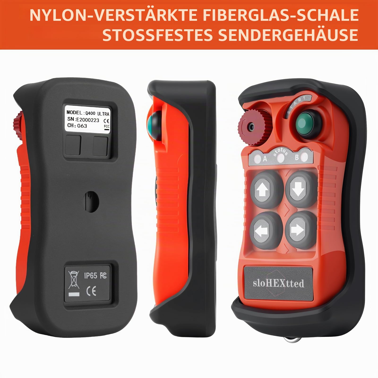 Q400 Ultra Industrielle Funkfernbedienung Kräne 12-24V | 4-Tasten-Fernbedienung für LKW-Heckklappe Mini-Seilzug Einfachwinde kleiner Brückenkran Laufkatze horizontales Hebegerät