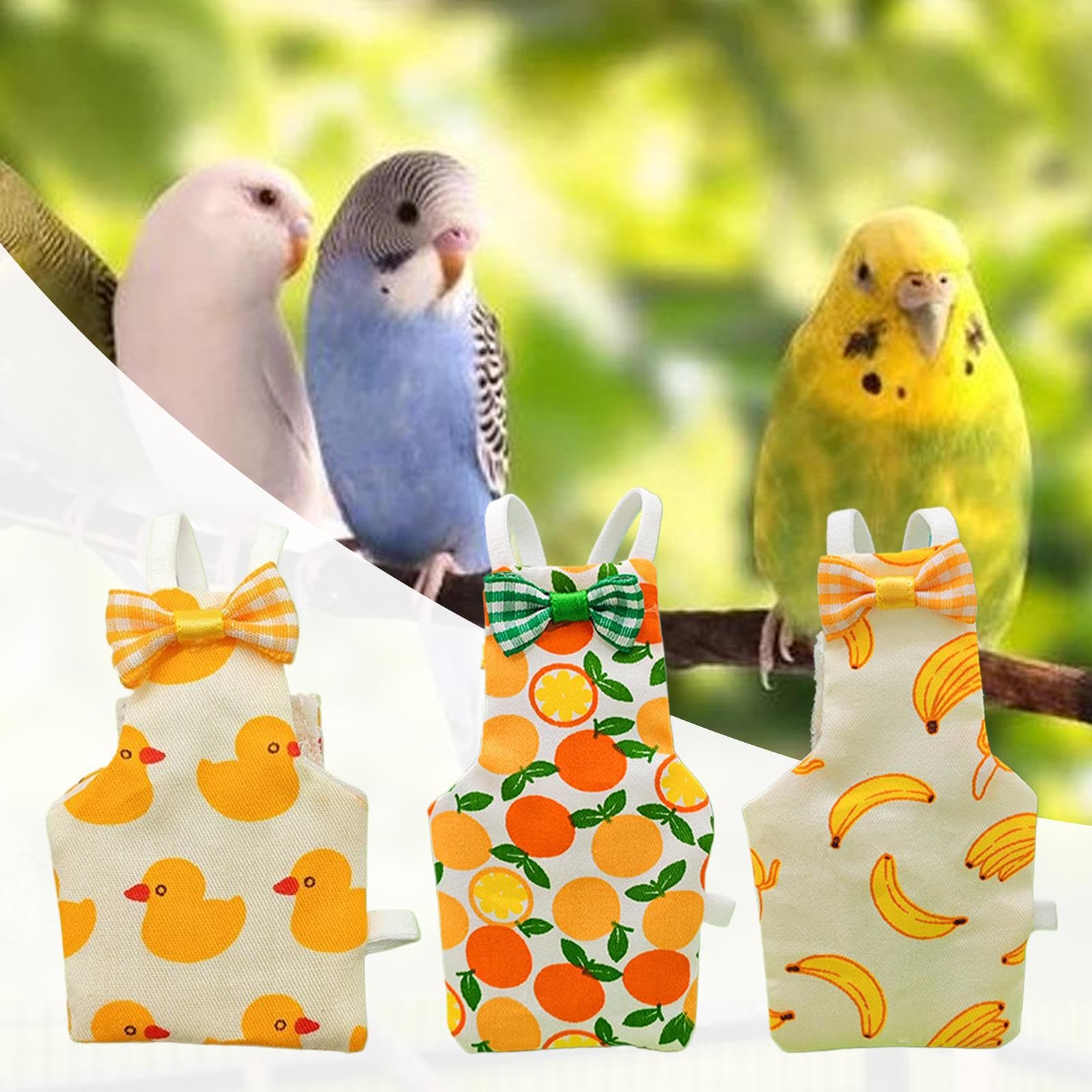 Culotte pour Pigeon Anti-Fuites avec Bretelles 3 Pièces Vêtements Lavables en Coton pour Perruche Ara Canari