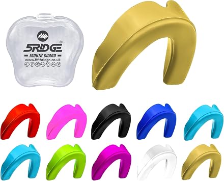 Mouthguard Slim Fit, Junior Gum Shield with Case for Kids Youth for School Combat Sports MMA, Rugby, Judo, Karate, Hockey, Soccer, MMA Boxing, Martial Arts, Basketball Gold, Junior<11