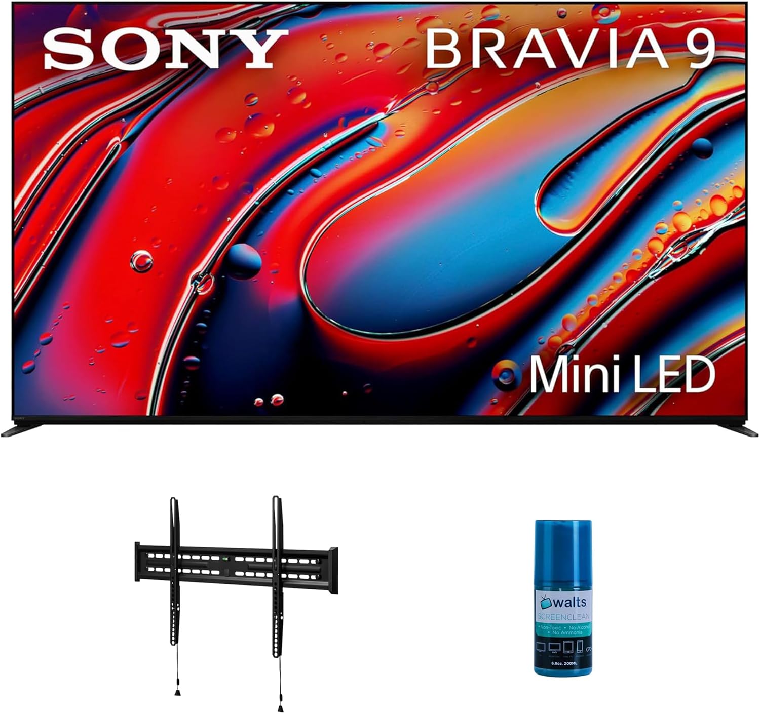 Sony K75XR90 75 Inch XR90 Series Bravia Mini LED HDR QLED 4K Google TV with a Walts TV FIXED-MOUNT-43-90 TV Mount for 43"-90" Compatible TVs and Walts HDTV Screen Cleaner Kit (2024)