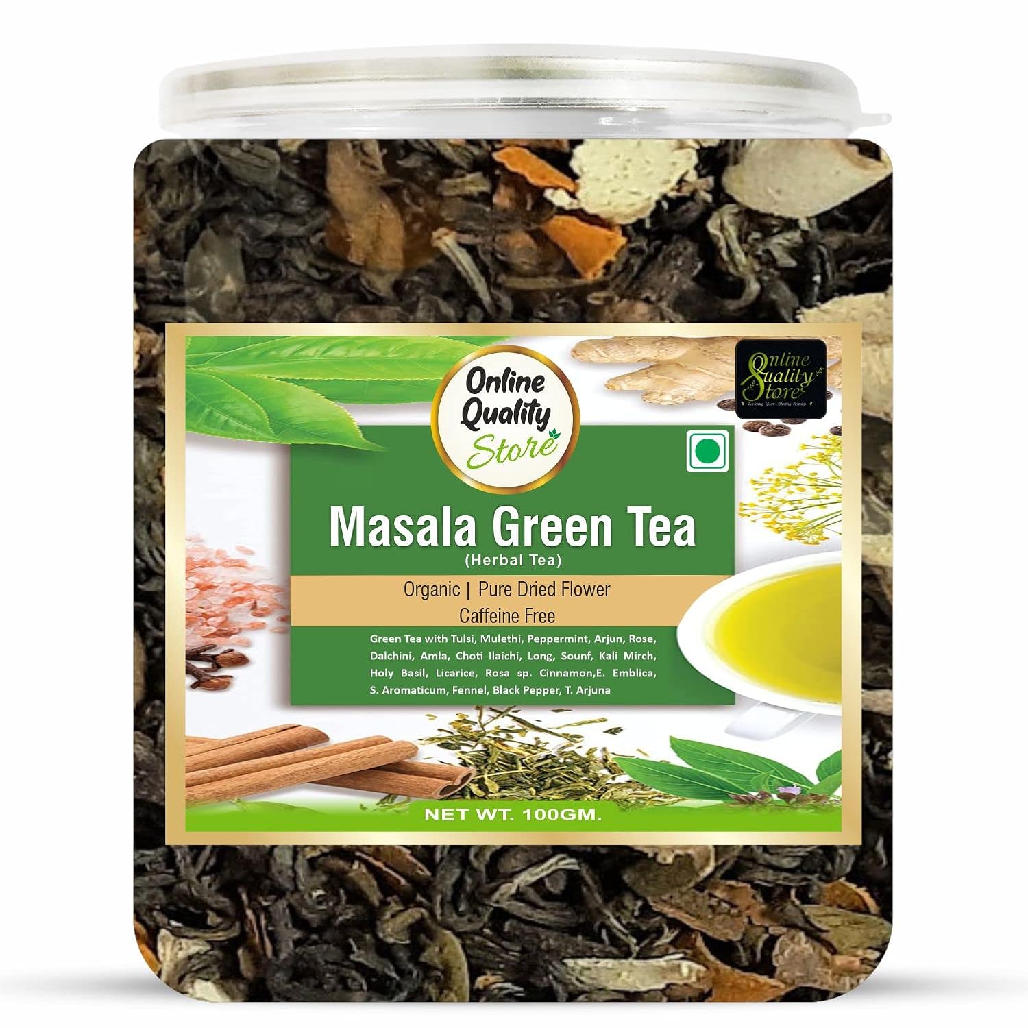 Online Quality Store Organic Masala Green Tea 100g Blended with