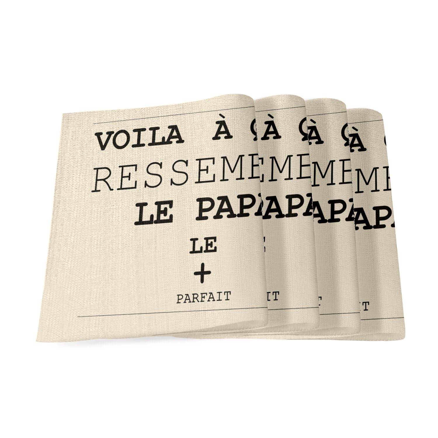 Sets de table en lin anti-tache grand format papa parfait x4