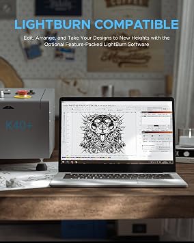 OMTech K40+ 40W CO2 Laser Engraver, 200x300mm Desktop Laser Engraving Machine for Home Use,300mm/s Laser Engraver Cutter with Adjustable Laser Head Air Assist for Wood Glass More
