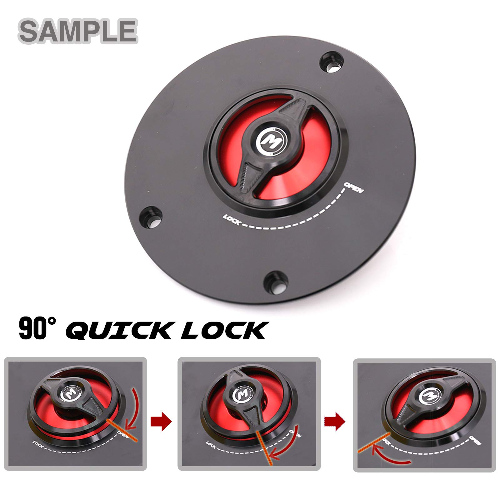 Amazon.com: MC MOTOPARTS Red REVO-B Quick Lock Fuel Tank Cap