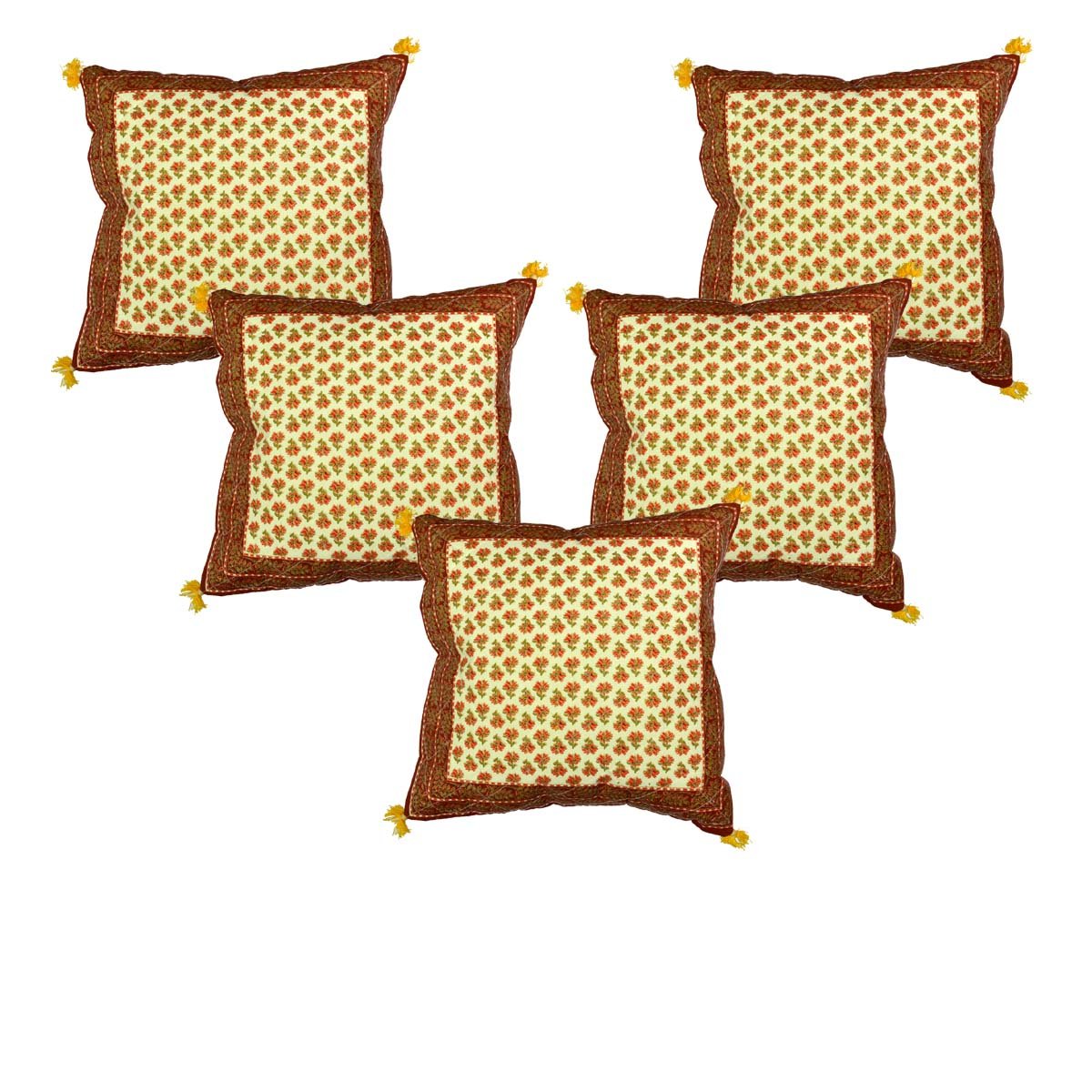 Buy Craftuno Traditional Hand Printed Ethnic Jaipuri Cushion CoversSet of 5 Red Online at Low