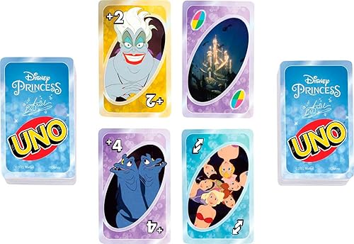 Miniatura 5 de Mattel Games UNO Disney Princess - Juego de cartas para noche familiar con gráficos temáticos de película para 2 a 10 jugadores