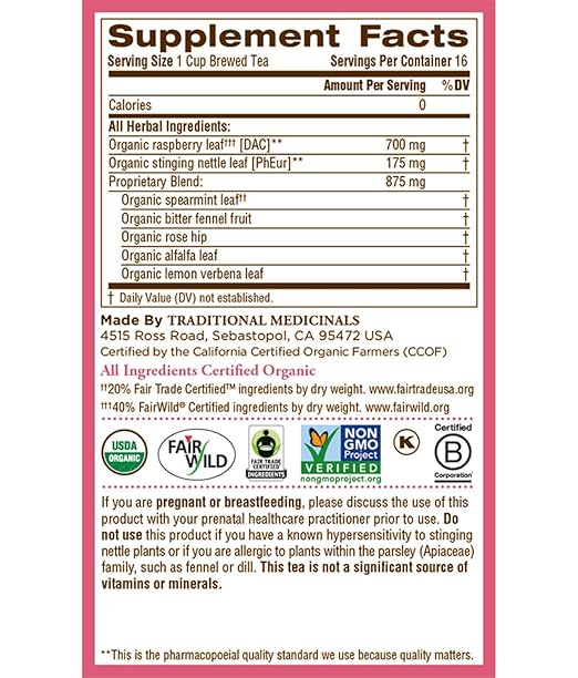 Traditional Medicinals Organic Pregnancy Tea Women S Tea 16 Tea Bags Pack Of 6 Grocery Gourmet Food Amazon Com