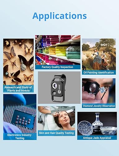 Miniatura 6 de Mini microscopio de bolsillo para teléfono 200X con luz LED/clip universal, accesorios de cámara de microscopio digital portátil Nano Zoom para 99%