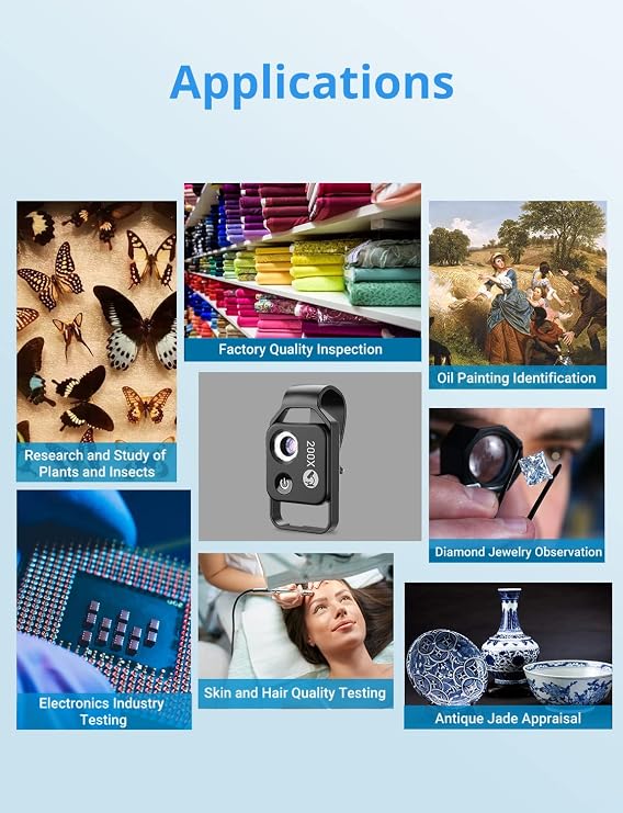 Evil Eye 200X Phone Microscope Lens, Nano Zoom Phone Micro Lens with LED Light/CPL/Universal Clip, Mini Pocket Macro Camera Attachment for iPhone/Android, Ideal for Gardeners Watch Jewelry Enthusiasts