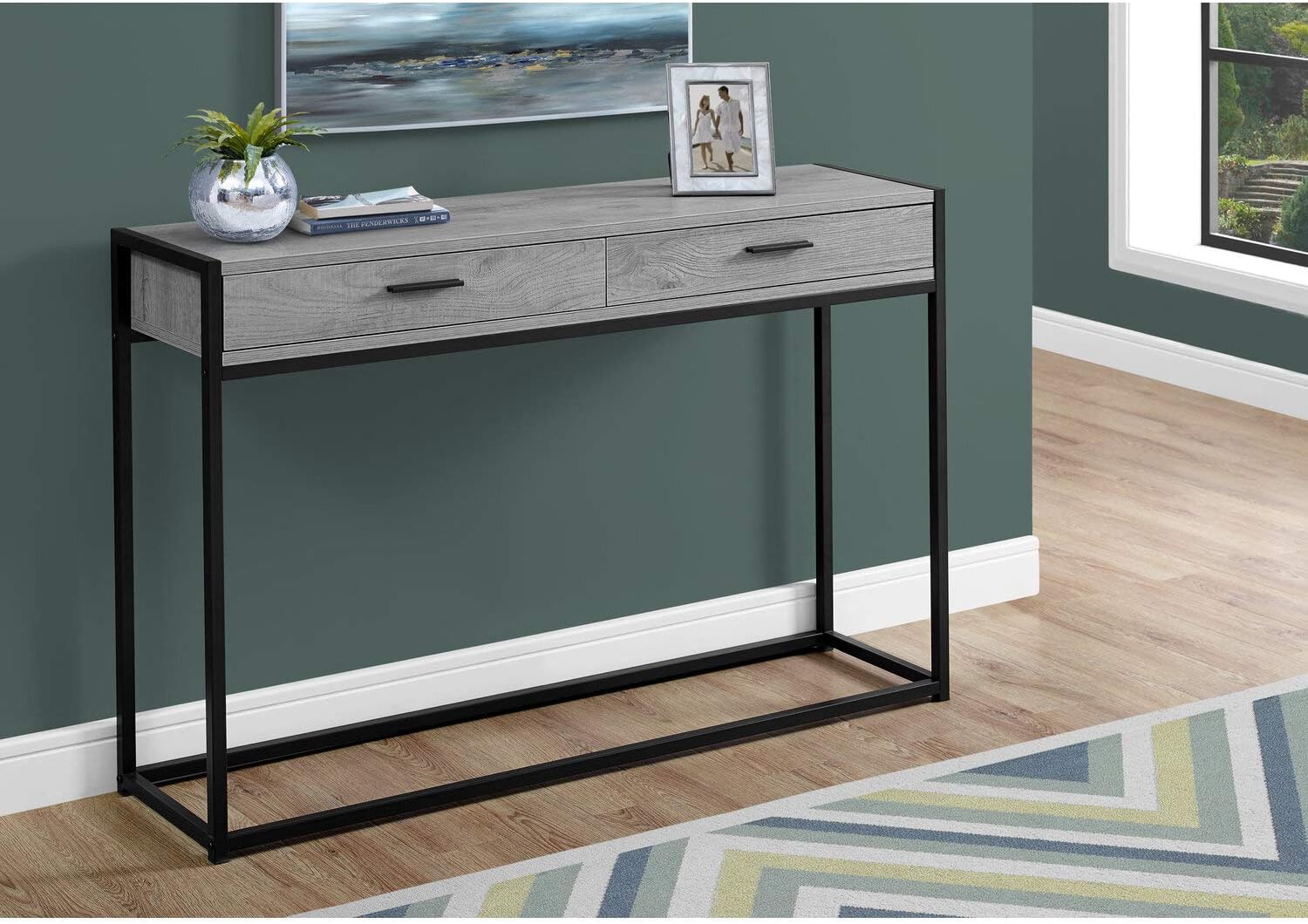 Monarch Specialties Accent Table Console Entryway Narrow Sofa Living Room Bedroom Metal Grey