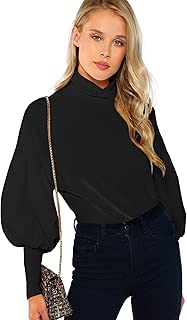 Women's Casual High Neck Pullover Tops Long Sleeve Sweatshirt - coolthings.us