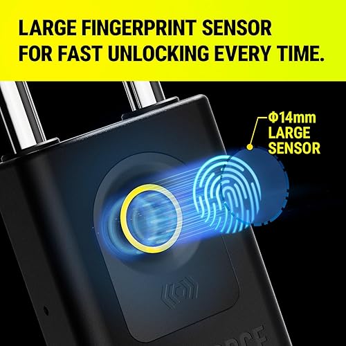 Miniatura 4 de G1 - Candado biométrico inteligente de huellas dactilares, bloqueo de doble bola resistente, impermeable IP67 para almacenamiento al aire libre,