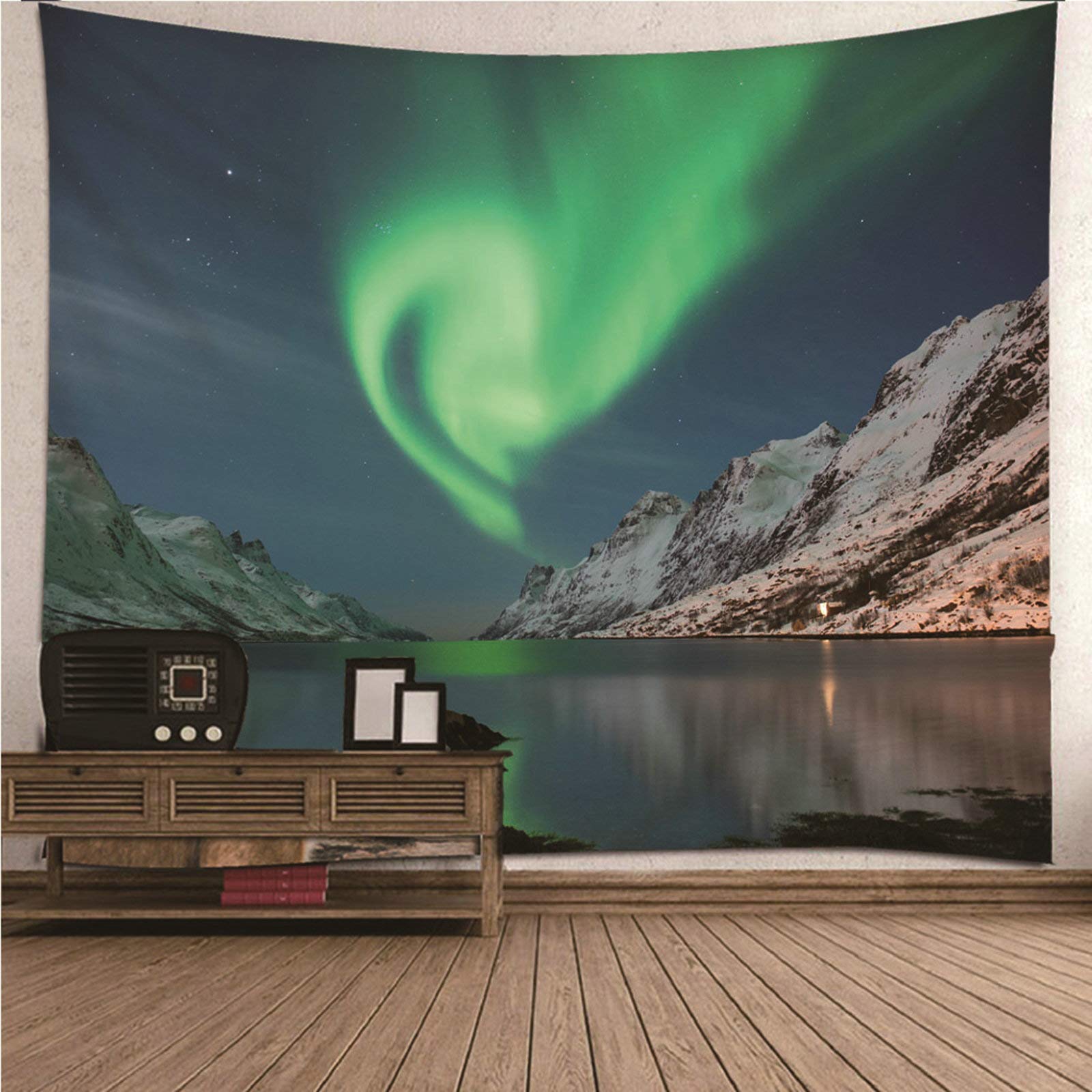 Tapiz de pared para salón de poliéster, decoración de hogar con diseño de lago