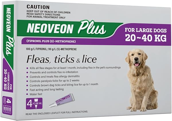 Neoveon Plus Dog Flea Tick Treatment 4 Pack