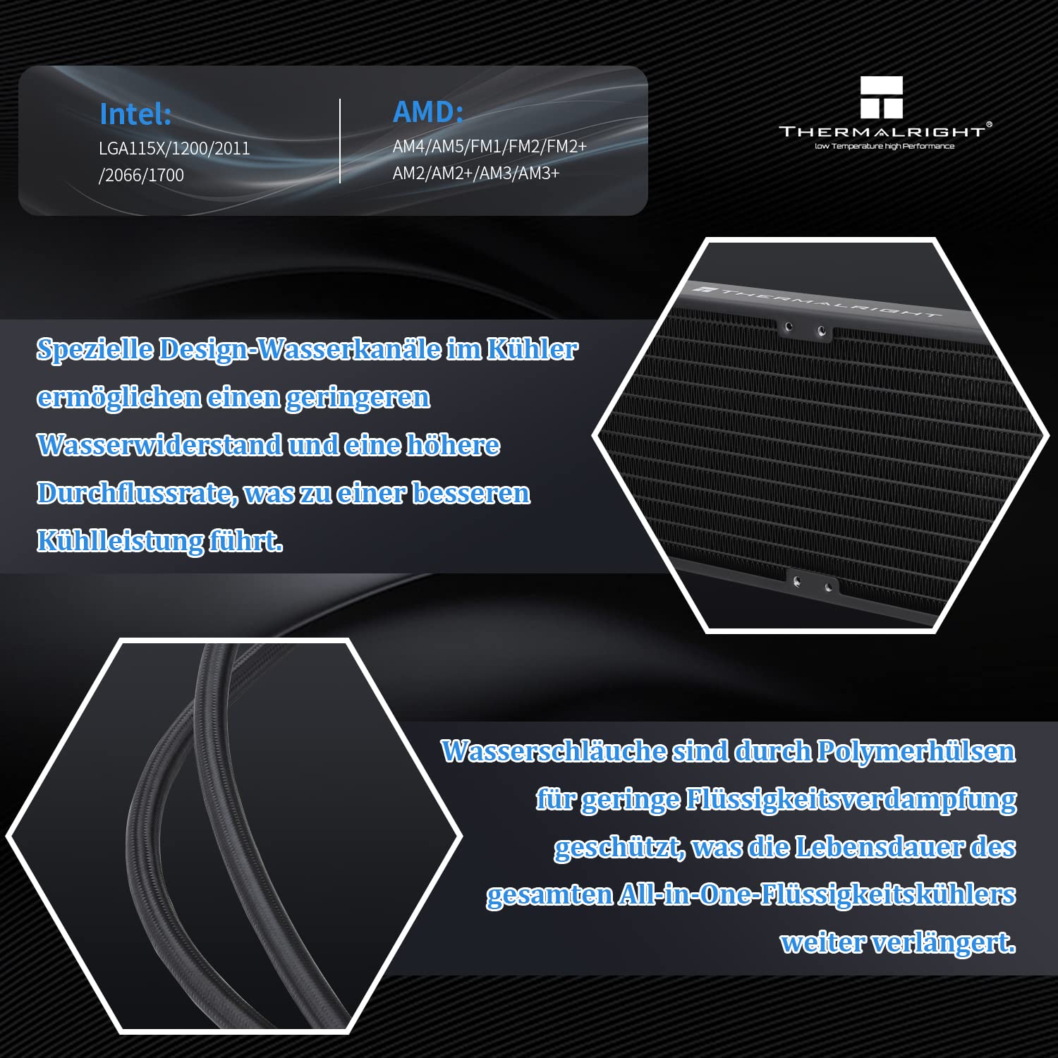 Thermalright Frozen Notte 240 BLACK ARGB V2 Raffreddamento ad acqua CPU Cooler CPU, 240 nero, doppia ventola PWM, adatto per AM/AM4 AM5, Intel LGA 1700/1150/1151/1200/2011