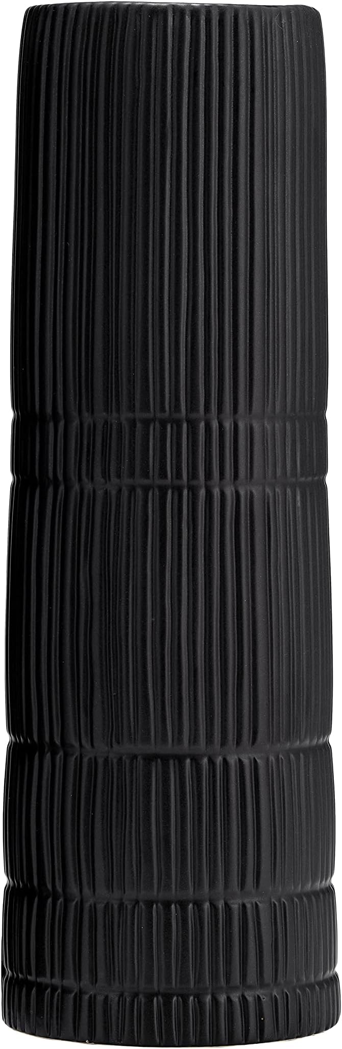 Sagebrook HomeStoneware Ceramic Vase โ Tall Modern Decorative Flower Vase for Home, Office, Bedroom & Living Room โ Textured Matte Finish, 5x5x15 Inches, Black