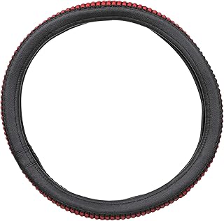 Car Steering Wheel Cover, Leather Non,Slip Protector For Most Cars , Black * Red