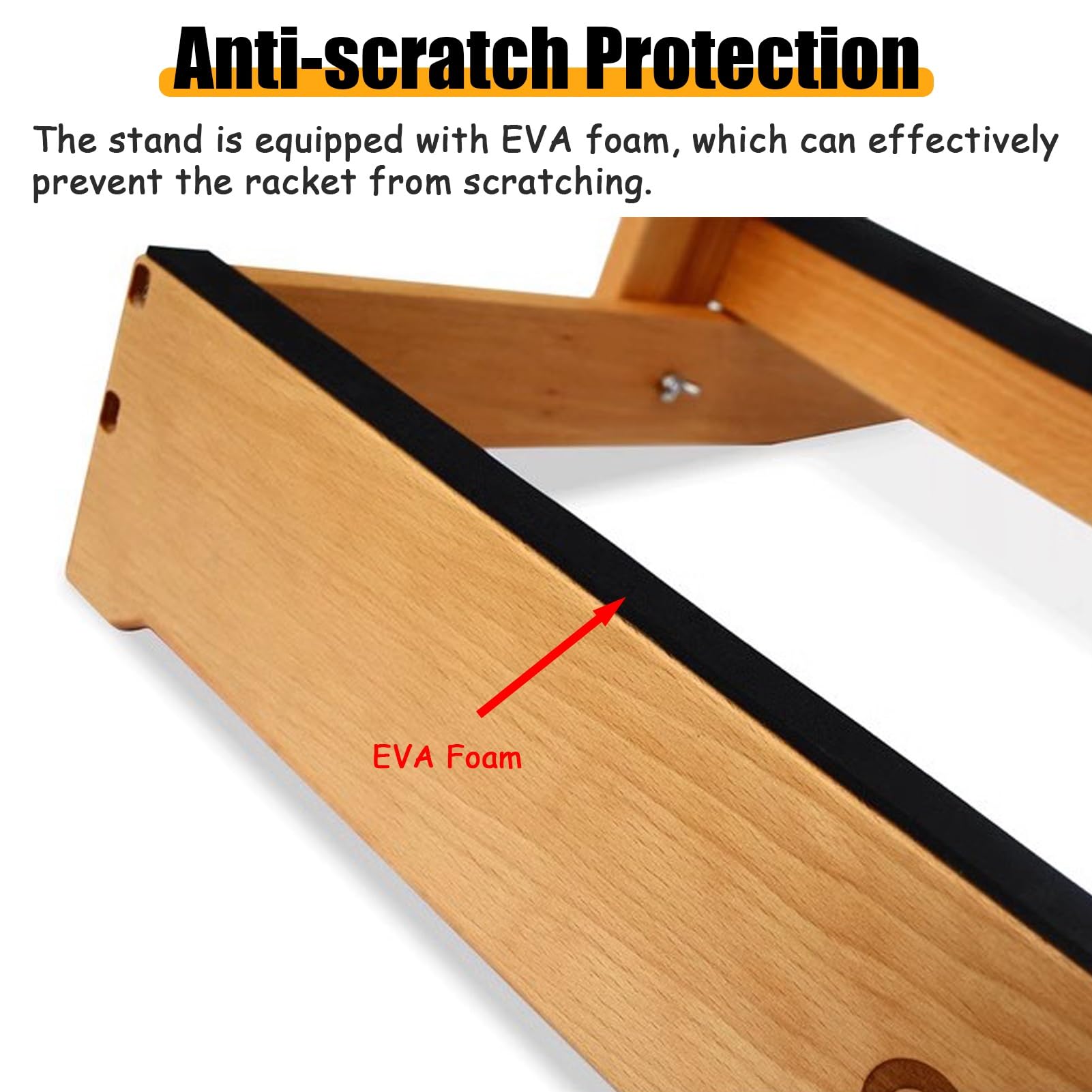 Espositore multi-racchetta, contiene 6 racchette, organizer da pavimento in legno per strumenti a corda e tennis