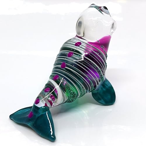 Miniatura 7 de Figuras en miniatura de animales soplados a mano, arte de vidrio coleccionable, regalo coleccionable para decorar el hogar (oro transparente) Oro