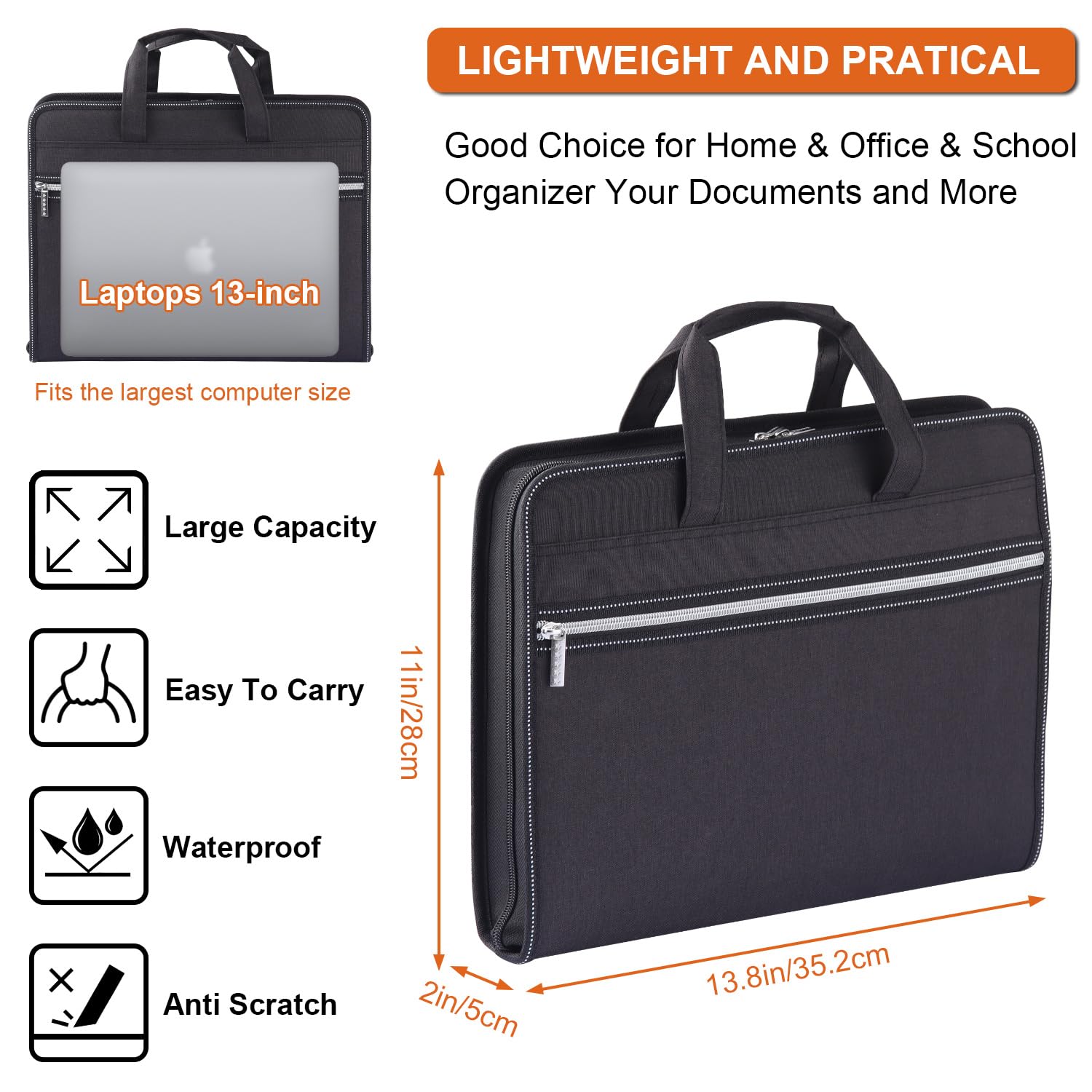 Important Document Organizer - Accordion File Organizer with Zipper & Labels, 13 Pocket Expanding File Folder for Store Letter-Sized A4 Files, Receipts, and More