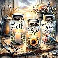 GXGLLPZBY Faith Hope Love Wishing Bottle Paint by Numbers Kit Adults Beginners 16x16 Acrylic Canvas DIY Wall Decor