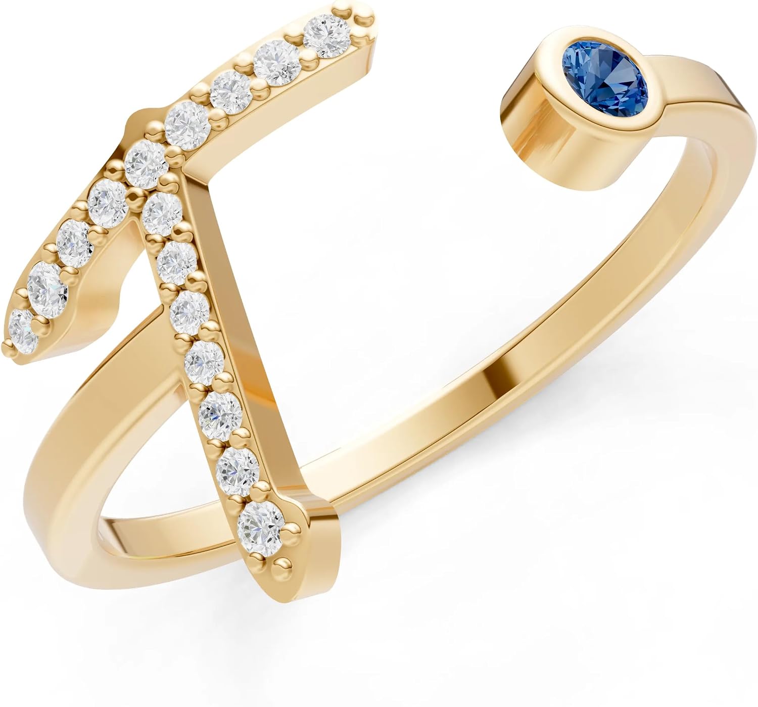 PEORA Round Cut London Blue Topaz Band Available in Solid 10K, 14K or 18K Ring – White, Yellow or Rose Gold