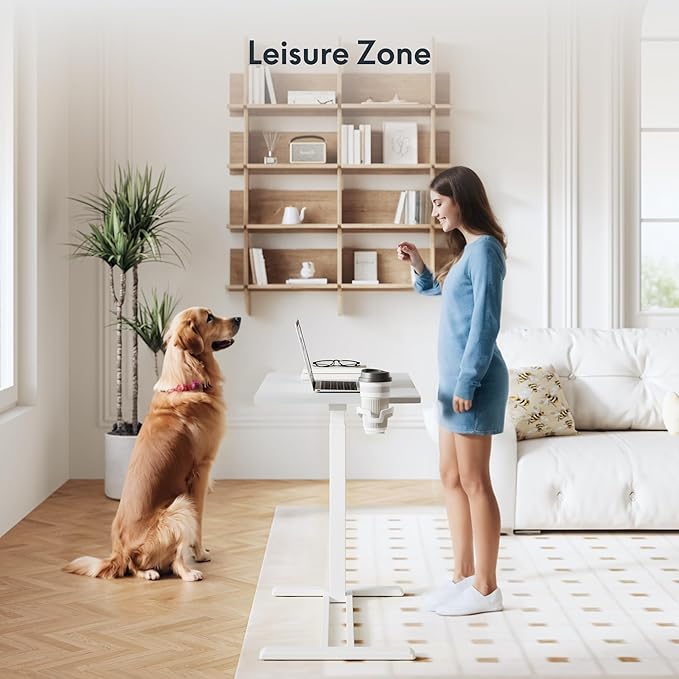 Escritorio Ajustable con Ruedas 80x45cm Blanco miniatura 2