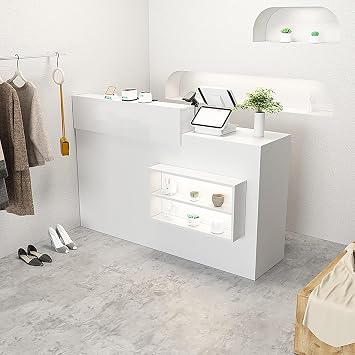 Right Angle Modern Reception Counter Standing Reception Desk with Storage Space Mostradores Double Top Front Desk for Negotio