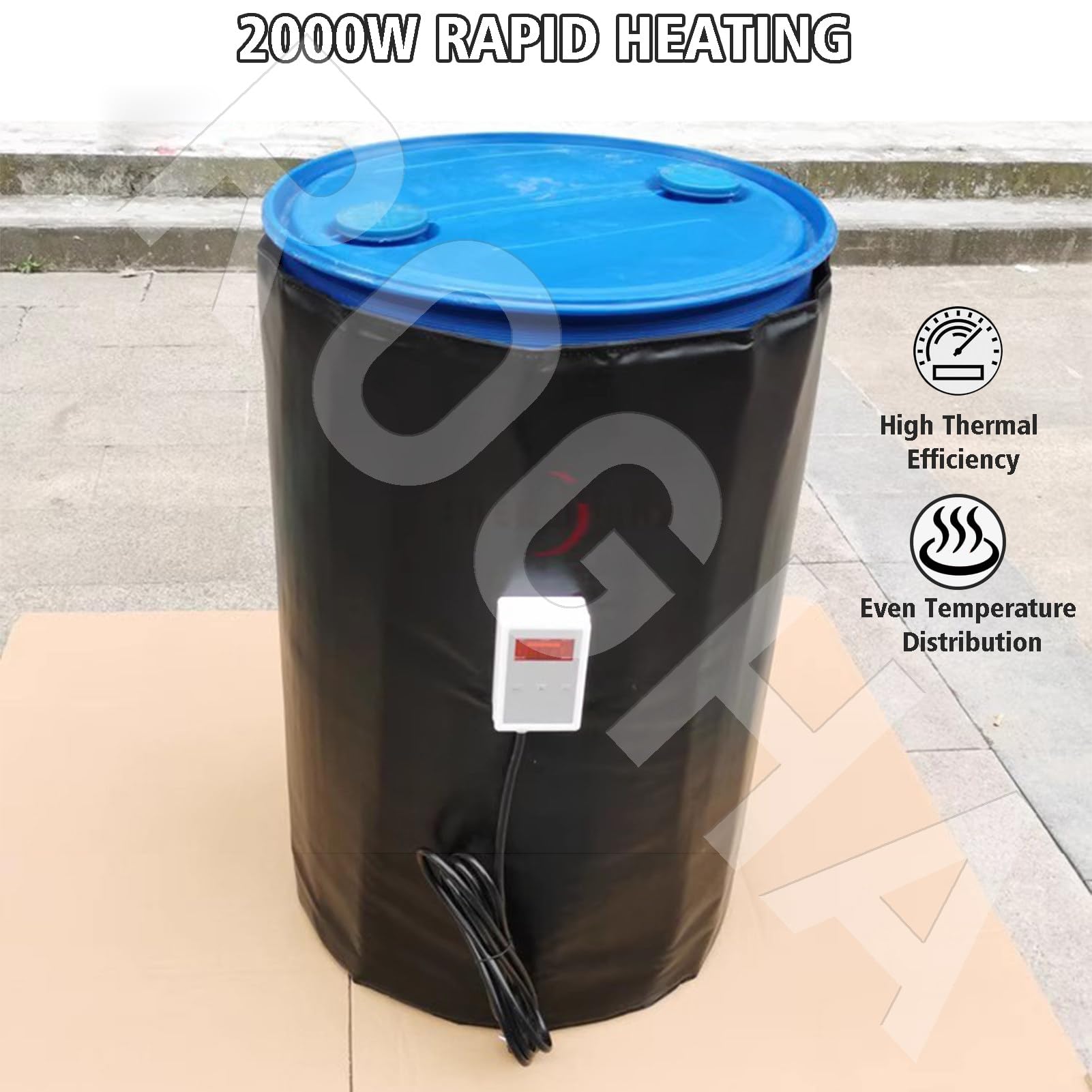 Mata grzewcza do beczek i zbiorników IBC, elektryczny system grzewczy, wodoodporna izolacja, szybkie nagrzewanie, do plastikowych zbiorników IBC Black-1000L