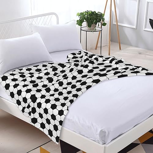 Miniatura 6 de Manta de fútbol a cuadros blancos y negros, mullida, para adultos y niños, suave, para todas las estaciones, cálida, acogedora, ligera, para