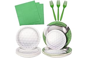 DECORLIFE Masters Party Decorations Golf 9" and 7" Plates, Napkins, Forks