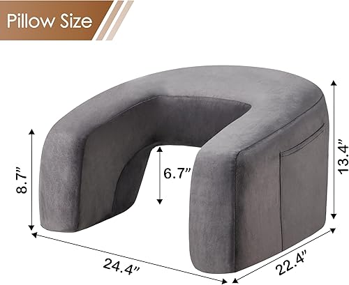 Miniatura 7 de Homguava Almohada de lectura de espuma viscoelástica para juegos, almohada con bolsillo lateral, almohada peluda grande para adultos, se adapta