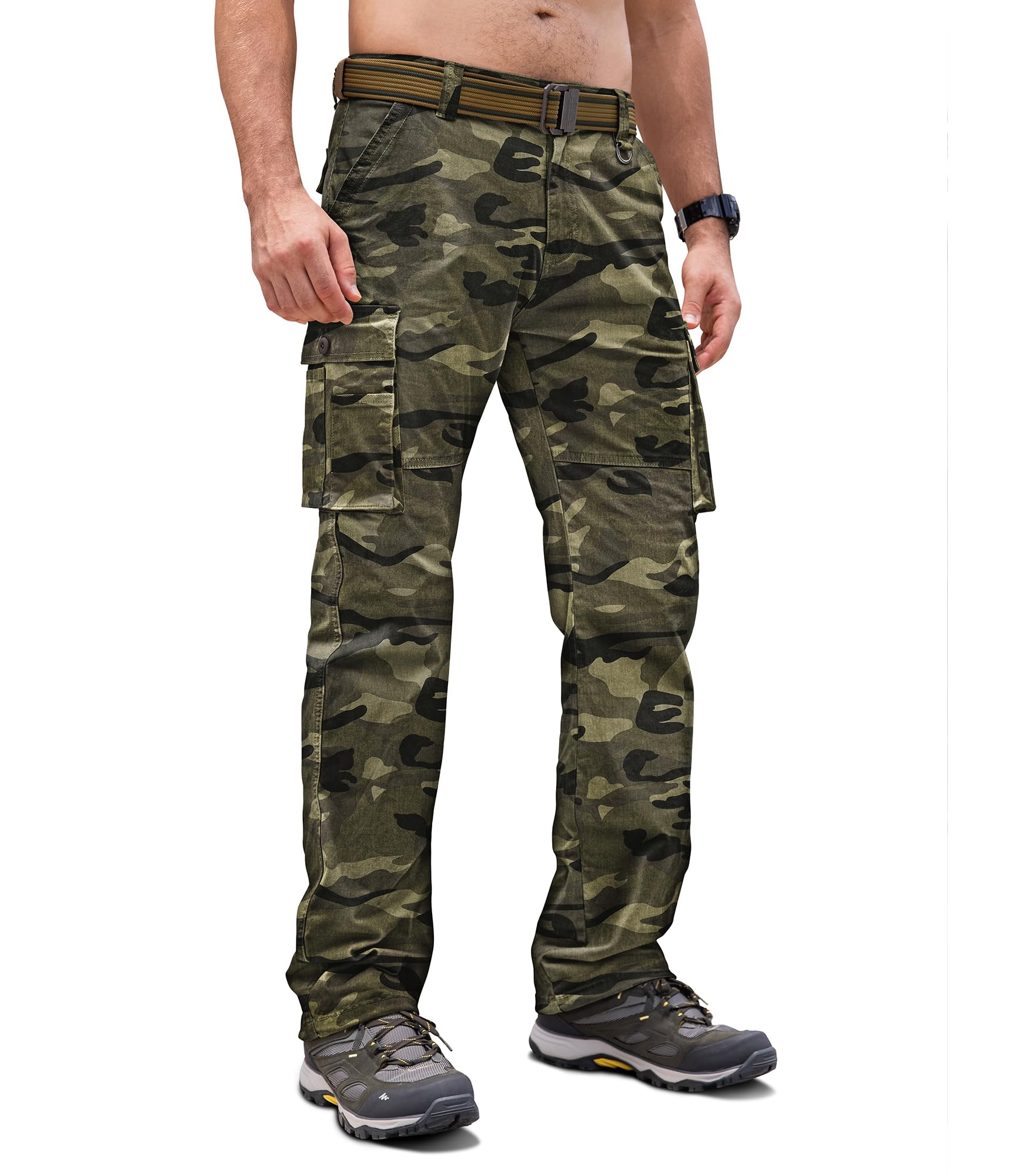 Cindeyar Cargohose Herren Relaxed Fit Baumwolle Wanderhose Herren Casual Arbeitshosen Männer Outdoor Militär Taktische Hosen mit Multi Taschen