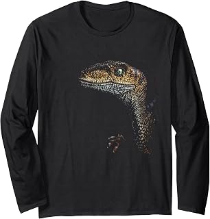 Velociraptor Caza Dinosaurio Diseño Gráfico Realista Manga Larga