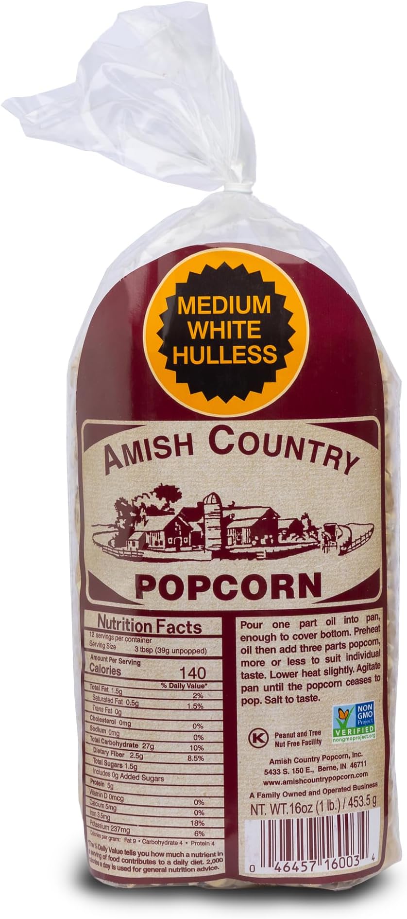 1 lbs Bag | Medium White Popcorn Kernels | Old Fashioned, Non-GMO and Gluten Free (Medium White - 1 lbs Bag)