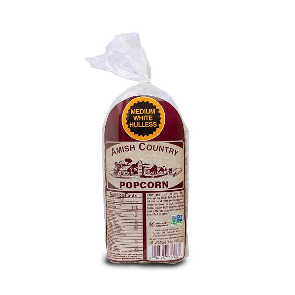 Amish Country Popcorn - Medium White Popcorn - Old Fashioned, Non-GMO and Gluten Free
