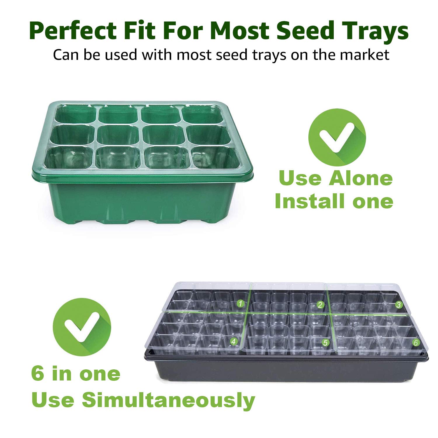 Wrexat Seedling Starter Trays, 144 Cells (12 Trays, 12 Cells per Tray