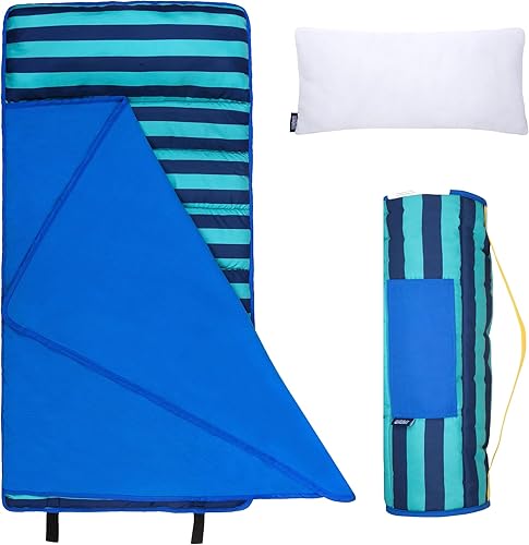 Wildkin Tapete de microfibra para siesta de 43 pulgadas con almohada reutilizable para niños y niñas, ideal para guardería y preescolar, tapete de