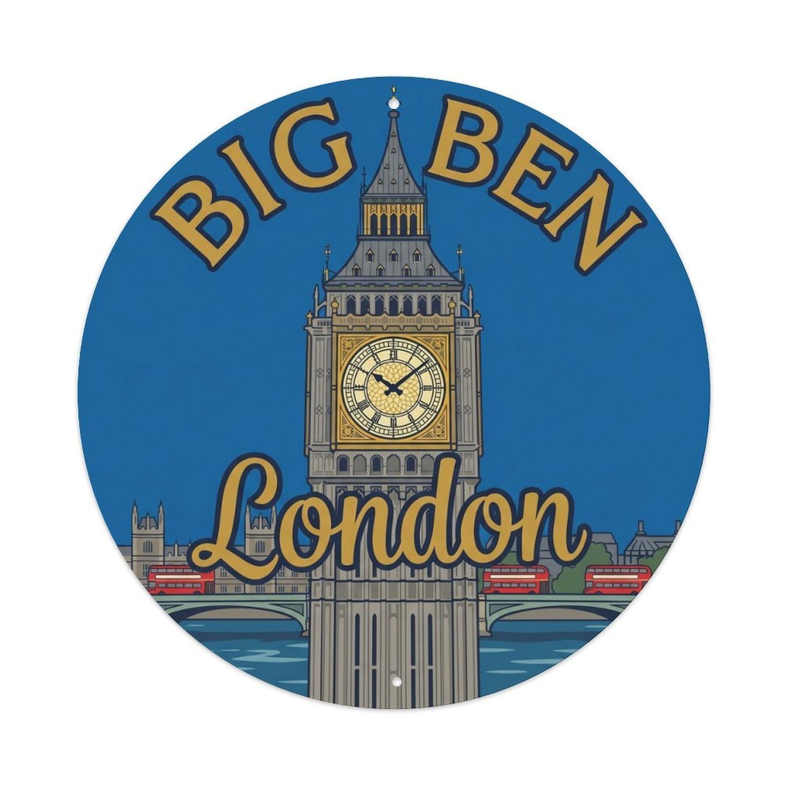 Vintage Travel Big Ben Clock Tower Metal Tin Sign Plaque