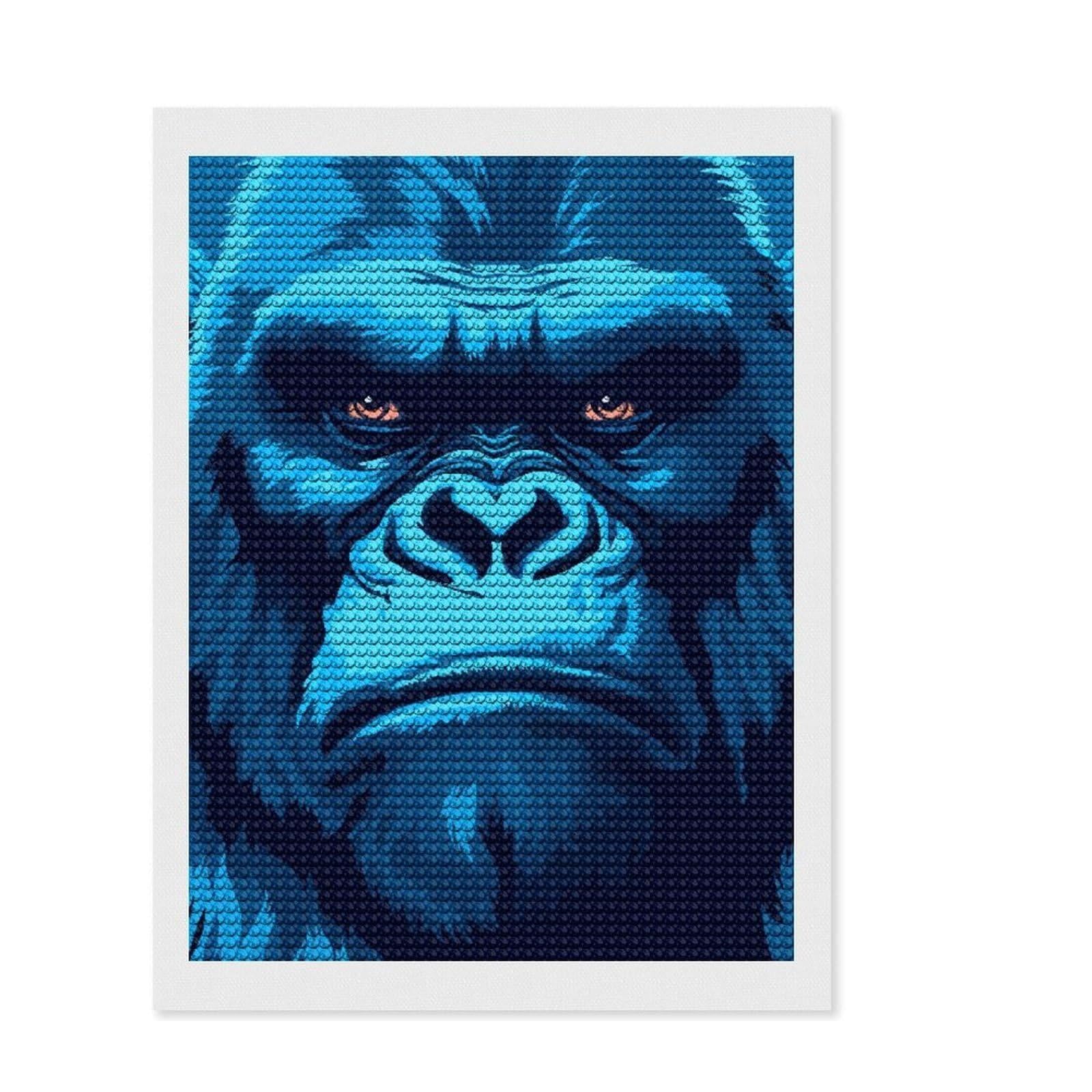 Junmoney Powerful Gorilla Pixel Art Diamond Art Canvas 12"x16", Relaxing DIY Hobby, Satisfying Creative Project, Farmhouse Decor, for Women