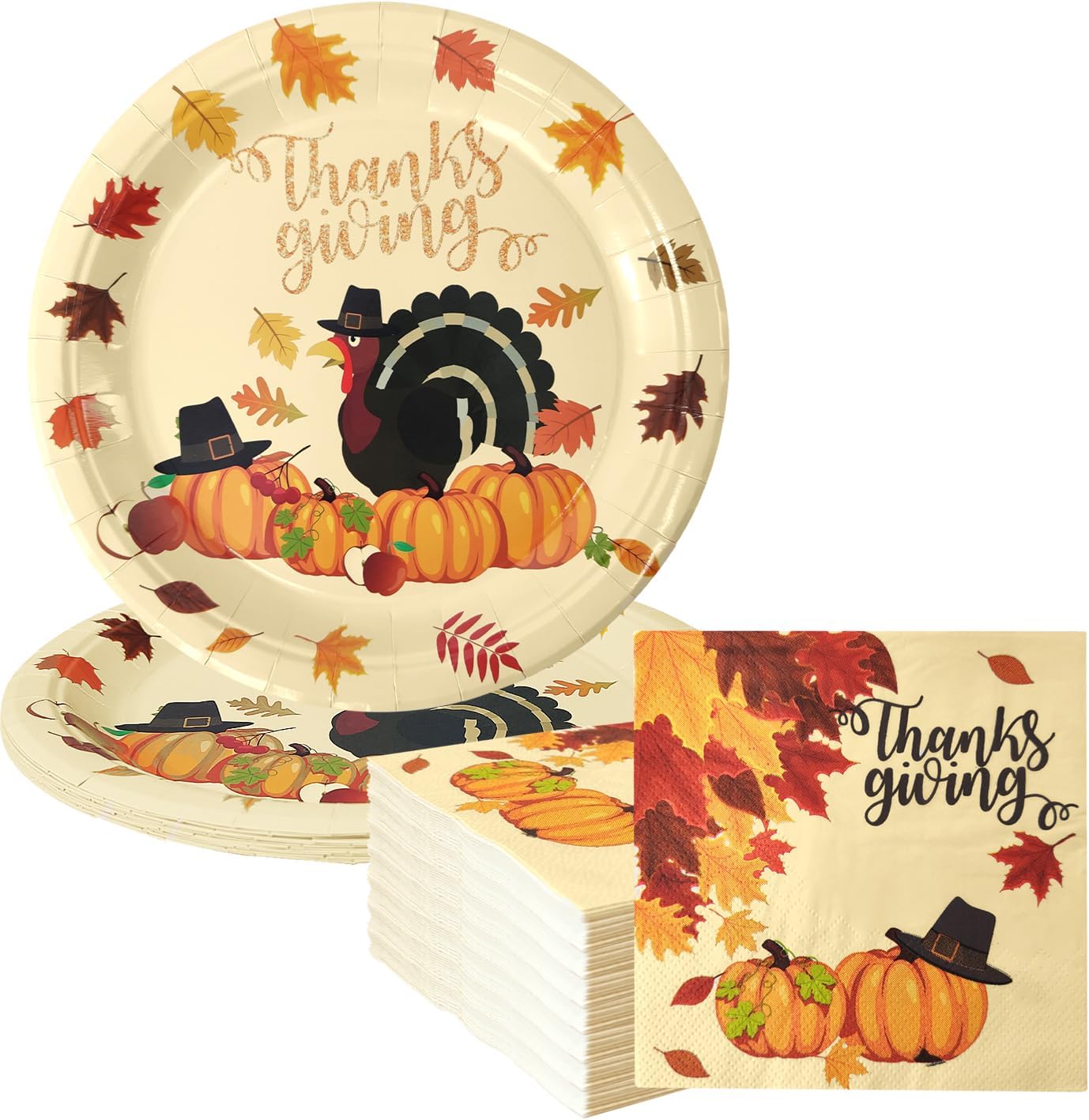 Gudvilla 200Pcs Green Plates and Napkins Party Supplies